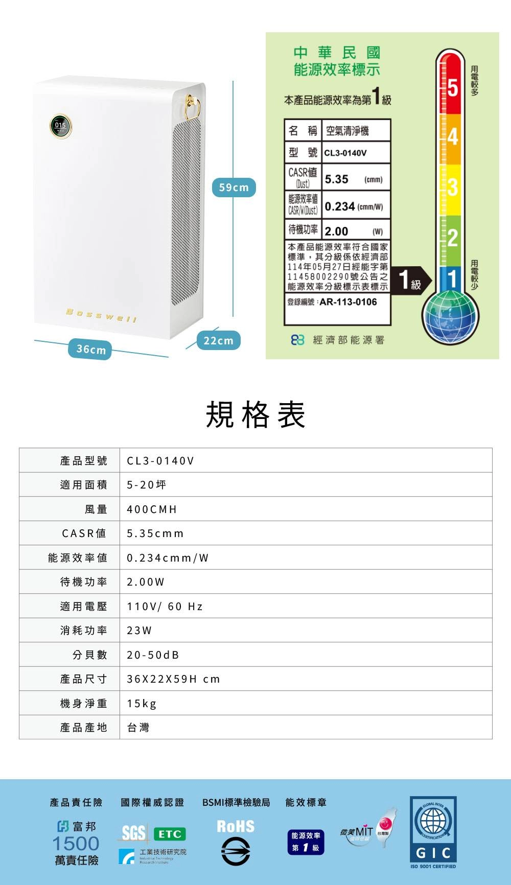 Breo Air 電金靈 零耗材全滅菌清淨機 (5-20坪) CL3-0140V/加大風量60% 更有感